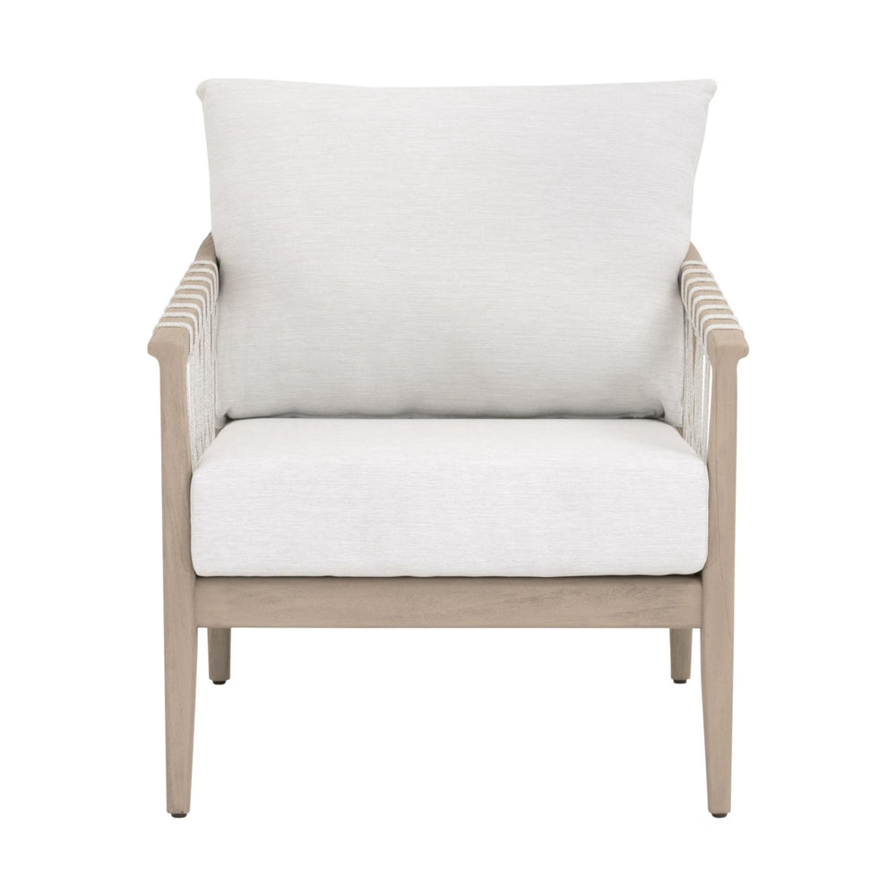 Essentials for Living Pacific Outdoor Club Chair Teak Frame Hand-woven Rope Coastal Lounge Seating 6801.WHT/WHT/W-ET