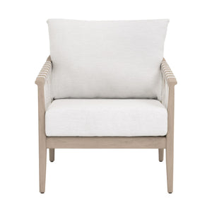 Essentials for Living Pacific Outdoor Club Chair Teak Frame Hand-woven Rope Coastal Lounge Seating 6801.WHT/WHT/W-ET