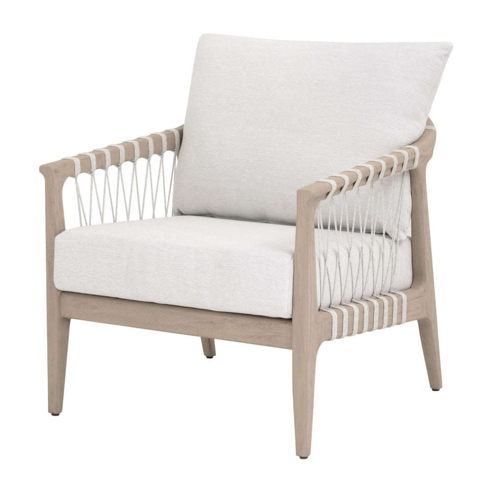 Essentials for Living Pacific Outdoor Club Chair Teak Frame Hand-woven Rope Coastal Lounge Seating 6801.WHT/WHT/W-ET