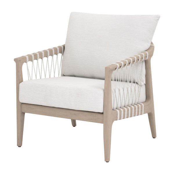 Essentials for Living Pacific Outdoor Club Chair Teak Frame Hand-woven Rope Coastal Lounge Seating 6801.WHT/WHT/W-ET