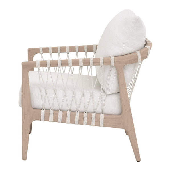 Essentials for Living Pacific Outdoor Club Chair Teak Frame Hand-woven Rope Coastal Lounge Seating 6801.WHT/WHT/W-ET