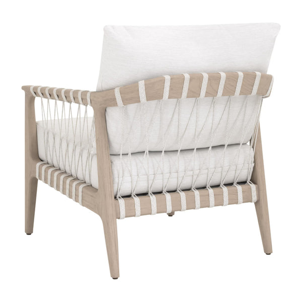 Essentials for Living Pacific Outdoor Club Chair Teak Frame Hand-woven Rope Coastal Lounge Seating 6801.WHT/WHT/W-ET