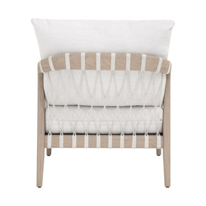 Essentials for Living Pacific Outdoor Club Chair Teak Frame Hand-woven Rope Coastal Lounge Seating 6801.WHT/WHT/W-ET