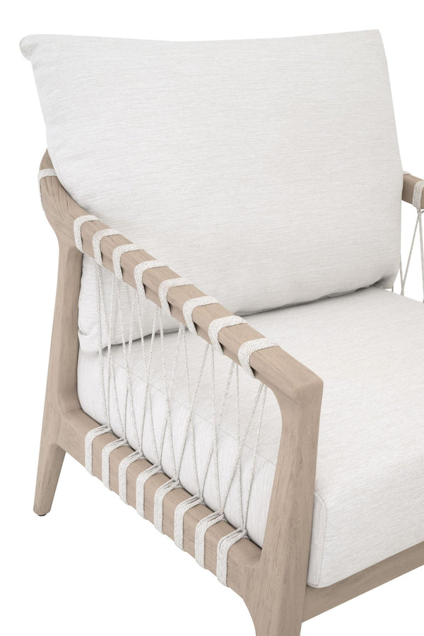 Essentials for Living Pacific Outdoor Club Chair Teak Frame Hand-woven Rope Coastal Lounge Seating 6801.WHT/WHT/W-ET