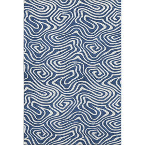 HomeRoots 8' X 10' Navy Blue & Ivory Washable Area Rug - Abstract Design with UV Protection & Easy Care 680101