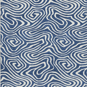 HomeRoots 8' X 10' Navy Blue & Ivory Washable Area Rug - Abstract Design with UV Protection & Easy Care 680101