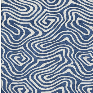 HomeRoots 10' Navy Blue and Ivory Abstract Washable Area Rug - UV Protected, Stain Resistant, Easy Care Solution 680103