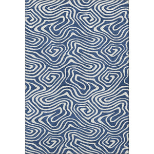 HomeRoots 10' Navy Blue and Ivory Abstract Washable Area Rug - UV Protected, Stain Resistant, Easy Care Solution 680103