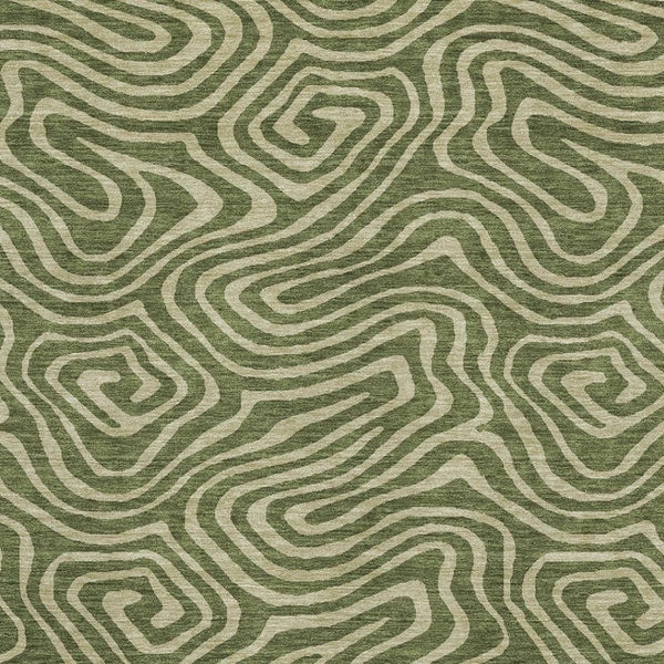 HomeRoots 5' X 8' Olive Green & Beige Abstract Area Rug - Durable, Washable, UV-Protected for Modern Homes 680105