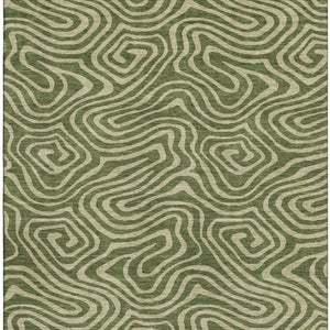 HomeRoots 5' X 8' Olive Green & Beige Abstract Area Rug - Durable, Washable, UV-Protected for Modern Homes 680105