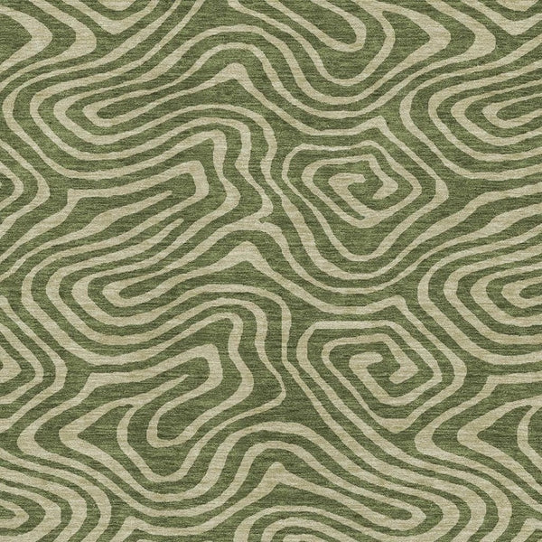 HomeRoots 8' X 10' Abstract Olive Green & Beige Washable Area Rug with UV Protection for Busy Homes & Kids 680107