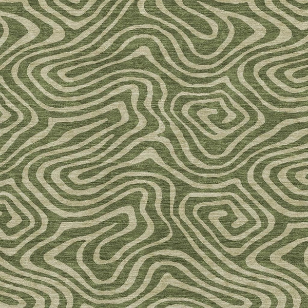 HomeRoots 9' X 12' Olive Green Beige Abstract Washable Area Rug - Stain Resistant, UV Protected & Stylish 680108