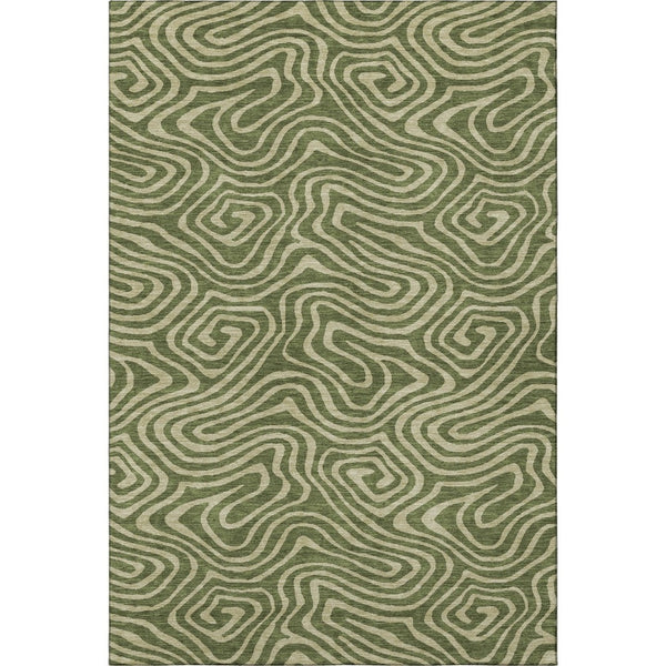 HomeRoots 9' X 12' Olive Green Beige Abstract Washable Area Rug - Stain Resistant, UV Protected & Stylish 680108