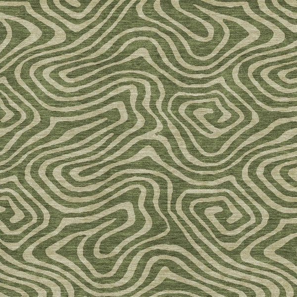 HomeRoots 10' X 14' Olive Green & Beige Abstract Area Rug - Washable, UV-Protected, Modern & Durable Design 680109