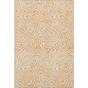 HomeRoots 5' X 8' Stylish Peach & Ivory Abstract Area Rug - Washable, UV Protected, Perfect for Modern Homes 680111