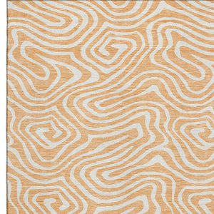 HomeRoots 8' X 10' Stylish Peach & Ivory Abstract Area Rug - Washable, UV Protected, Perfect for Busy Homes! 680113