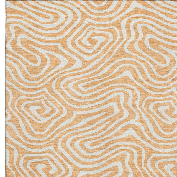 HomeRoots 8' X 10' Stylish Peach & Ivory Abstract Area Rug - Washable, UV Protected, Perfect for Busy Homes! 680113