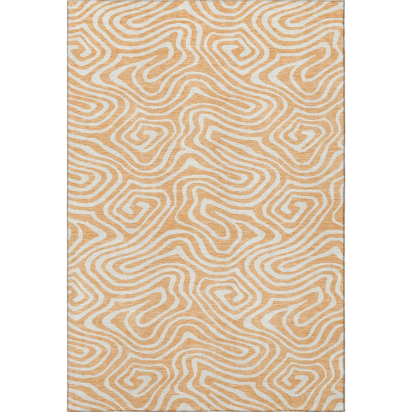 HomeRoots 8' X 10' Stylish Peach & Ivory Abstract Area Rug - Washable, UV Protected, Perfect for Busy Homes! 680113
