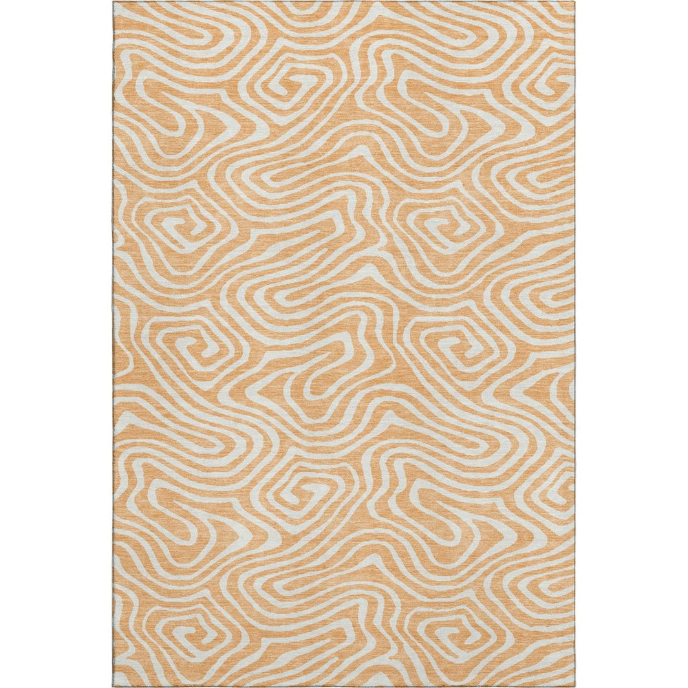 HomeRoots 9' X 12' Peach and Ivory Abstract Area Rug – Washable, UV-Protected, Durable for Homes with Kids & Pets 680114