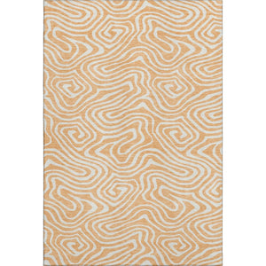 HomeRoots 9' X 12' Peach and Ivory Abstract Area Rug – Washable, UV-Protected, Durable for Homes with Kids & Pets 680114