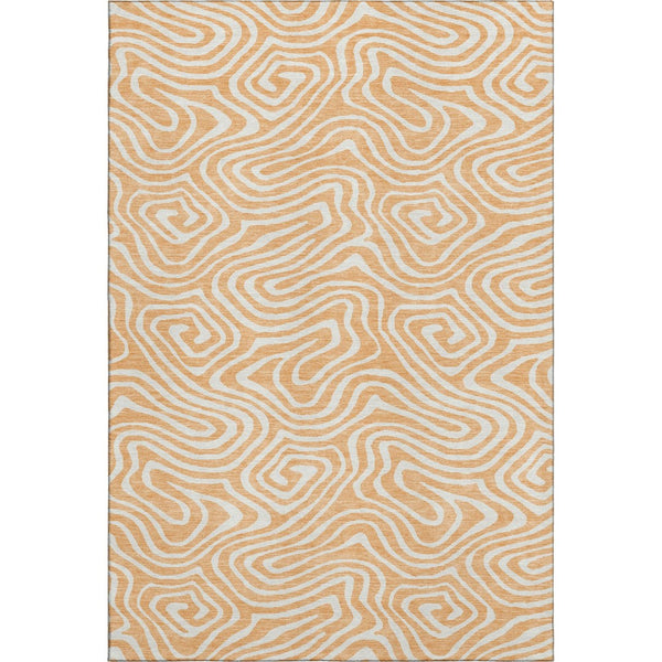 HomeRoots 9' X 12' Peach and Ivory Abstract Area Rug – Washable, UV-Protected, Durable for Homes with Kids & Pets 680114