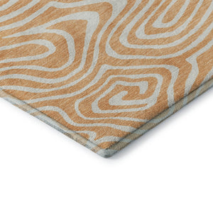 HomeRoots 9' X 12' Peach and Ivory Abstract Area Rug – Washable, UV-Protected, Durable for Homes with Kids & Pets 680114