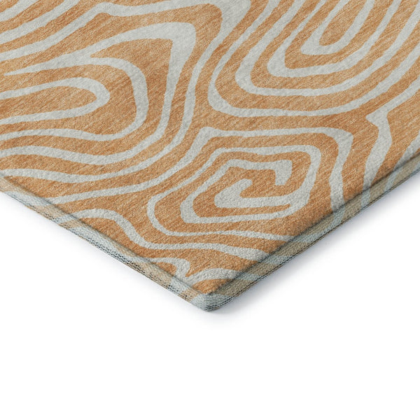 HomeRoots 9' X 12' Peach and Ivory Abstract Area Rug – Washable, UV-Protected, Durable for Homes with Kids & Pets 680114