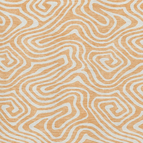 HomeRoots 9' X 12' Peach and Ivory Abstract Area Rug – Washable, UV-Protected, Durable for Homes with Kids & Pets 680114