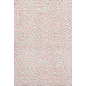HomeRoots 8' X 10' Pink And Ivory Abstract Washable Area Rug - Stylish, Durable, UV-Protected for Busy Homes 680119