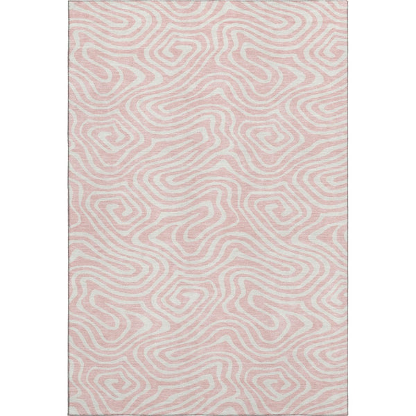 HomeRoots 8' X 10' Pink And Ivory Abstract Washable Area Rug - Stylish, Durable, UV-Protected for Busy Homes 680119