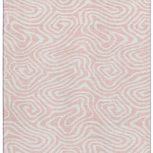 HomeRoots 8' X 10' Pink And Ivory Abstract Washable Area Rug - Stylish, Durable, UV-Protected for Busy Homes 680119