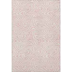 HomeRoots 8' X 10' Pink And Ivory Abstract Washable Area Rug - Stylish, Durable, UV-Protected for Busy Homes 680119