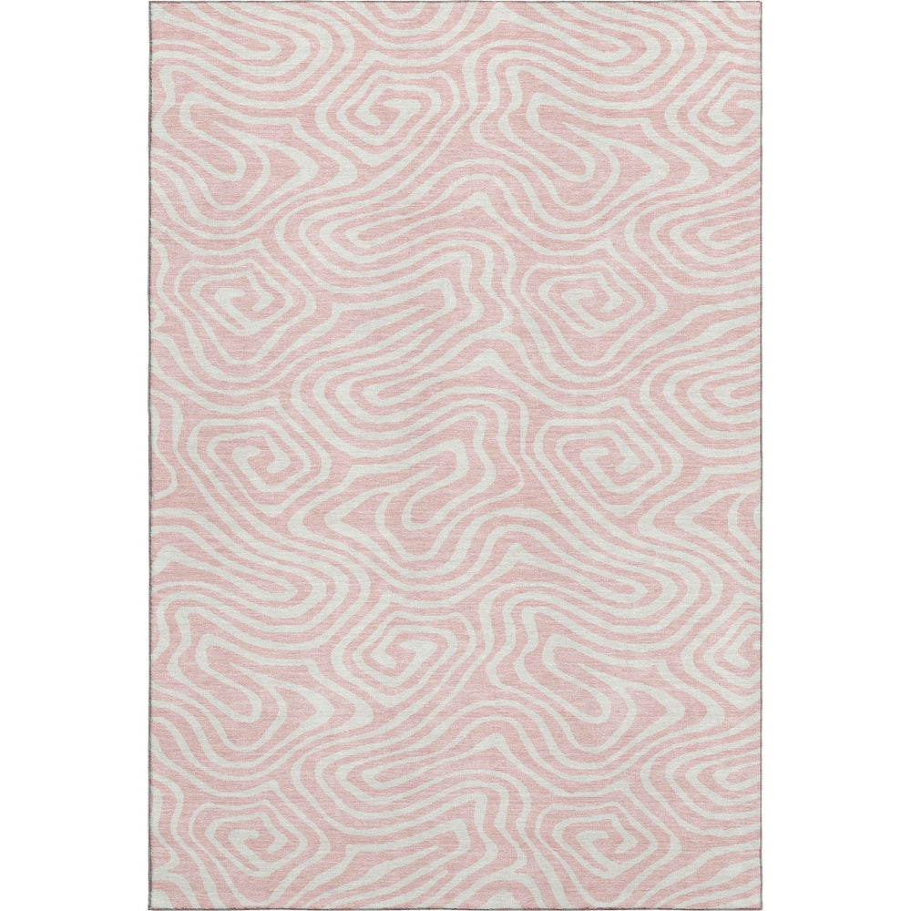 HomeRoots 9' X 12' Pink And Ivory Abstract Area Rug - Stylish Washable Design with UV Protection for Every Room 680120