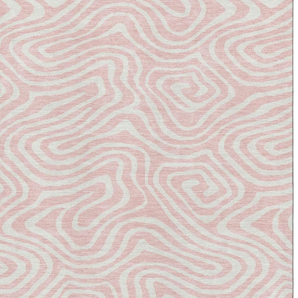 HomeRoots 10' X 14' Stylish Pink and Ivory Abstract Washable Area Rug with UV Protection for Easy Care and Comfort 680121