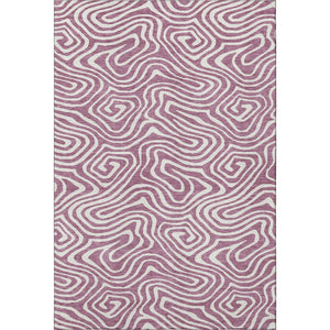HomeRoots 5' Plum & Ivory Abstract Washable Area Rug - Stylish, Durable, UV-Protected for Modern Homes 680123