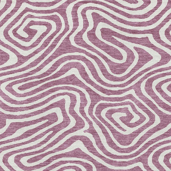 HomeRoots 8' X 10' Abstract Area Rug in Plum & Ivory - Durable, Washable, UV Protected for Stylish Living Spaces 680125