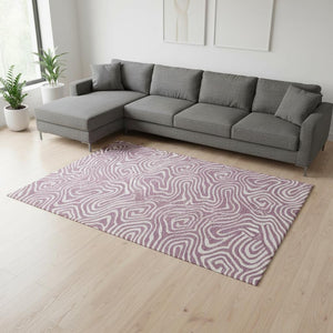 HomeRoots 9' X 12' Abstract Plum and Ivory Washable Area Rug with UV Protection - Durable, Stylish, Family-Friendly 680126