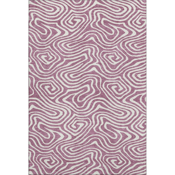 HomeRoots 10' X 14' Abstract Plum & Ivory Washable Area Rug with UV Protection for Stylish Living Spaces 680127