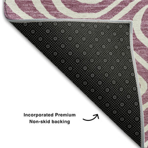 HomeRoots 10' X 14' Abstract Plum & Ivory Washable Area Rug with UV Protection for Stylish Living Spaces 680127