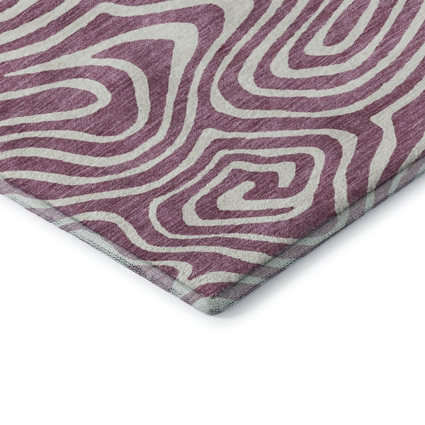 HomeRoots 10' X 14' Abstract Plum & Ivory Washable Area Rug with UV Protection for Stylish Living Spaces 680127