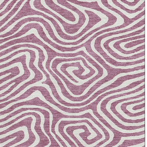 HomeRoots 10' X 14' Abstract Plum & Ivory Washable Area Rug with UV Protection for Stylish Living Spaces 680127