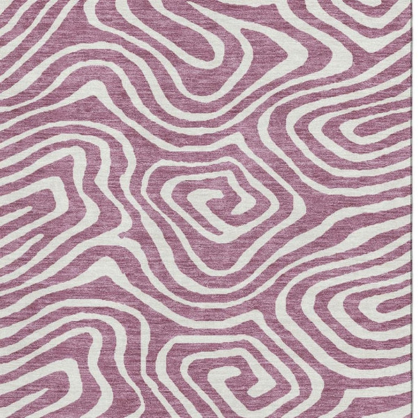 HomeRoots 10' X 14' Abstract Plum & Ivory Washable Area Rug with UV Protection for Stylish Living Spaces 680127