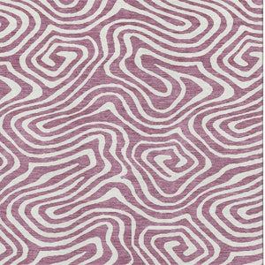 HomeRoots 10' X 14' Abstract Plum & Ivory Washable Area Rug with UV Protection for Stylish Living Spaces 680127