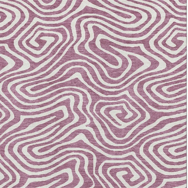 HomeRoots 10' X 14' Abstract Plum & Ivory Washable Area Rug with UV Protection for Stylish Living Spaces 680127