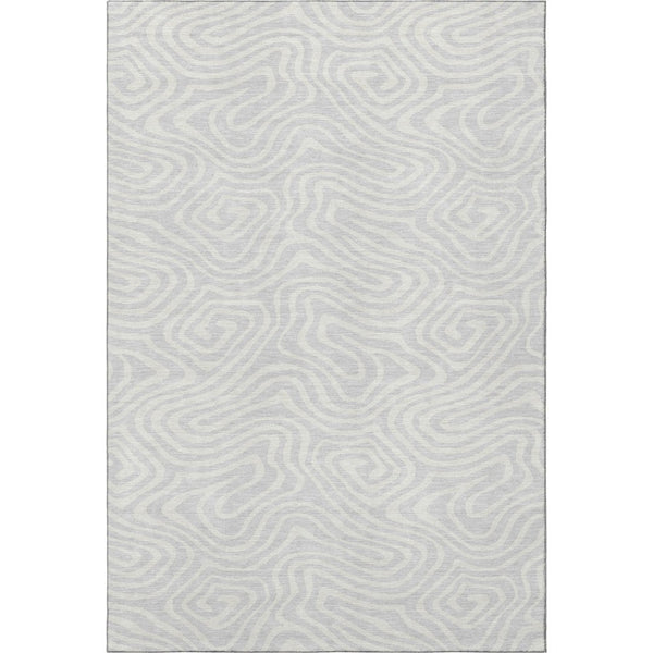 HomeRoots 5' X 8' Stylish Silver and Ivory Abstract Area Rug - Stain Resistant, UV Protected, Family-Friendly Decor 680129