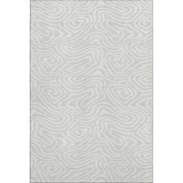 HomeRoots 8' X 10' Silver and Ivory Abstract Area Rug – Durable, Washable, UV-Protected for Modern Homes 680131