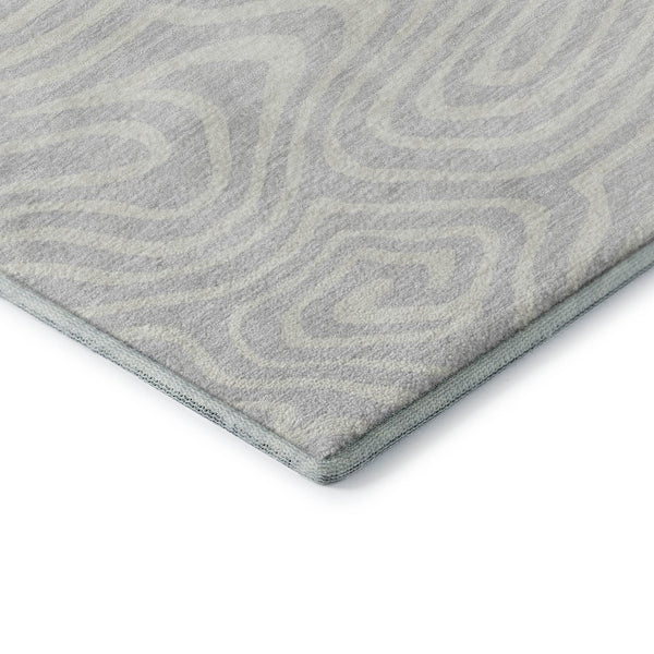 HomeRoots 8' X 10' Silver and Ivory Abstract Area Rug – Durable, Washable, UV-Protected for Modern Homes 680131