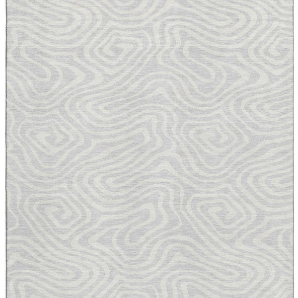 HomeRoots 9' X 12' Silver and Ivory Abstract Area Rug - Durable, Stain-Resistant, UV Protected for Modern Homes 680132