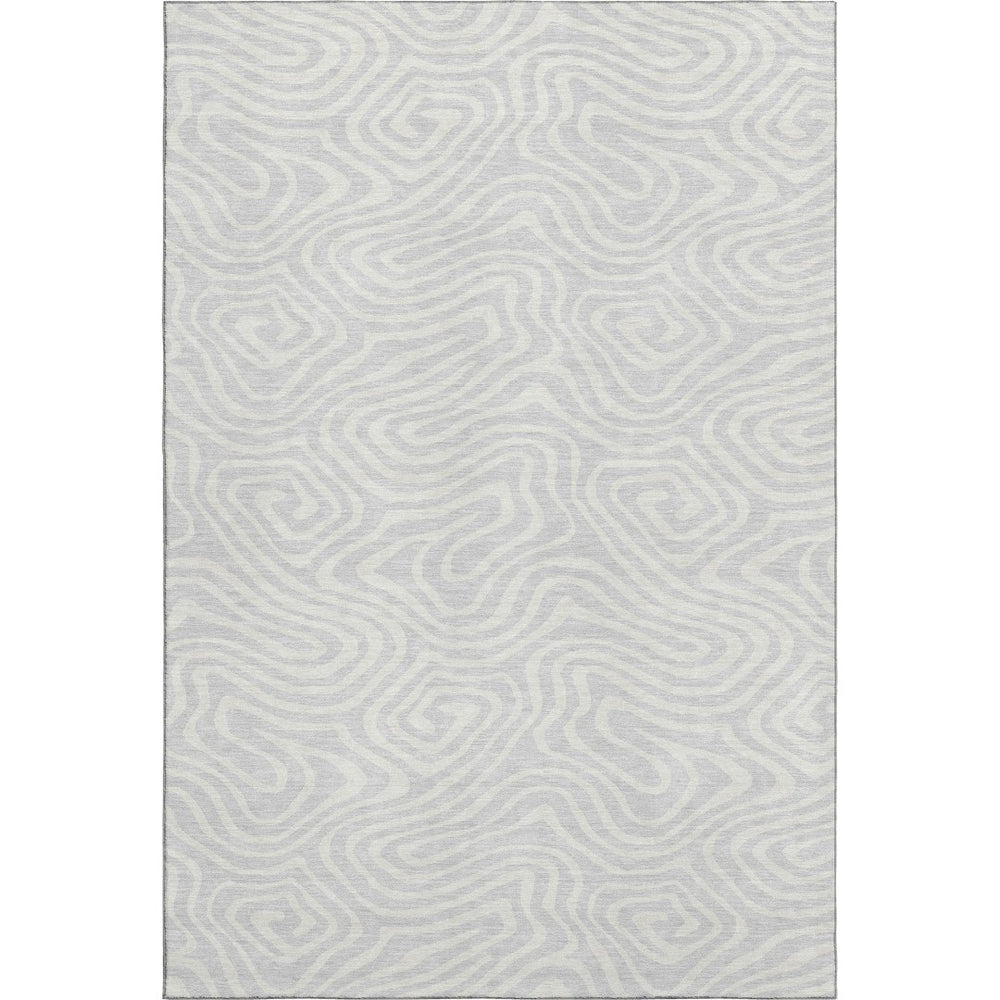 HomeRoots 10' X 14' Silver and Ivory Abstract Area Rug – Washable, UV Protected, Perfect for Modern Homes! 680133
