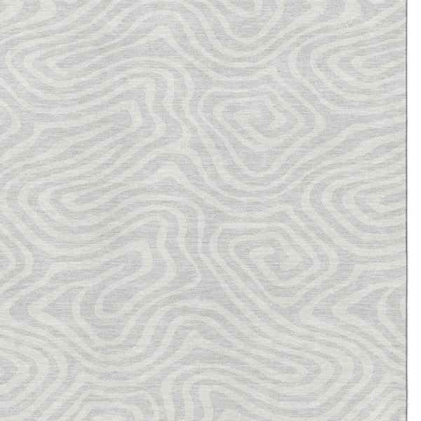 HomeRoots 10' X 14' Silver and Ivory Abstract Area Rug – Washable, UV Protected, Perfect for Modern Homes! 680133